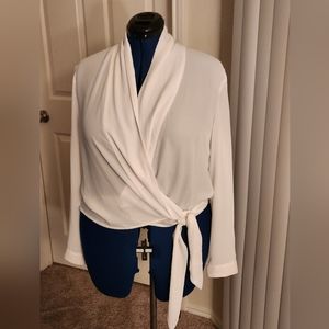 Soho Jeans, white wrap blouse with long sleeves.  Size L